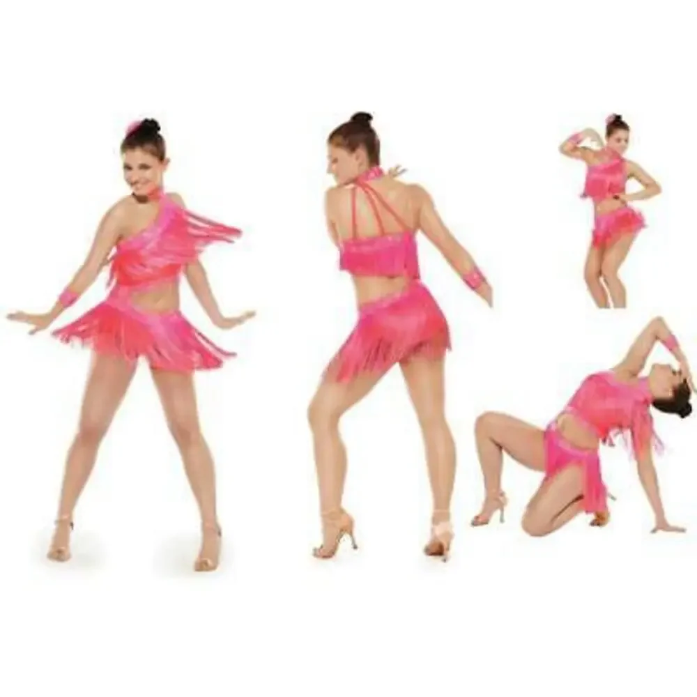 Pre-Owned Dance Costume Large Child Orange Revolution TH17011 Jazz Latin Musica